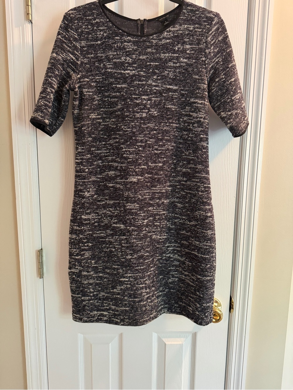 Ann Taylor Marled Knit Shift Dress - Black & White